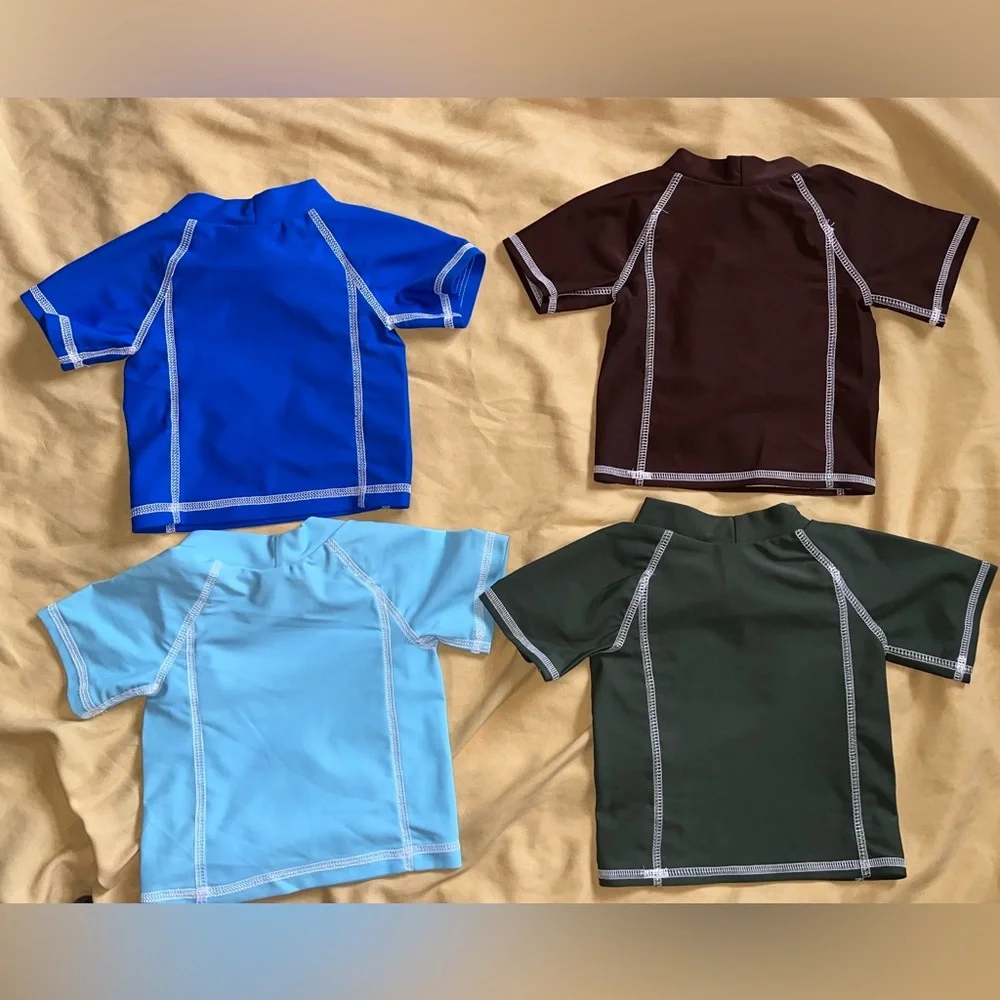 Lot of 4 Flap Happy Kids UV 50 Rash Guard Swim Short Sleeve Top Size 12M